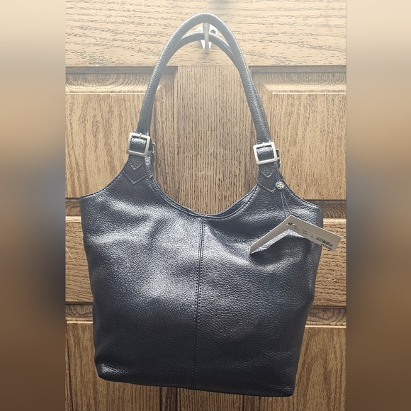 Brooks Brothers Black Pebbeled Leather Shoulder Sachel Handbag NWT - Picture 13 of 14